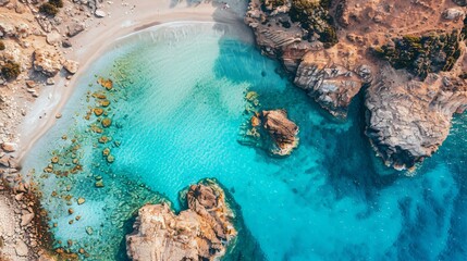 Aerial Top View by Drone of Seitan Limania or Agiou: A Breathtaking Landscape Capture