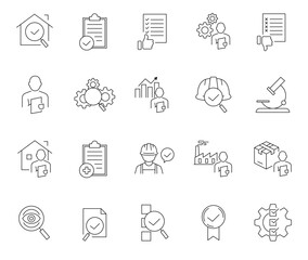 Inspection Line Editable Icons set. Vector illustration of verification web icons in thin line style