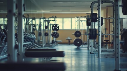 A Modern Weightlifting Area: Showcasing Equipment for Strength Training and Fitness Enthusiasts in a Spacious, Inviting Environment