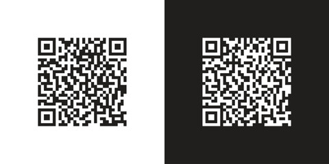Fototapeta premium Vector QR Barcode Scanner Icon Symbols Black And White