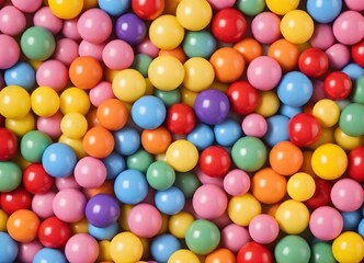 Colorful assortment of round candies in various bright colors