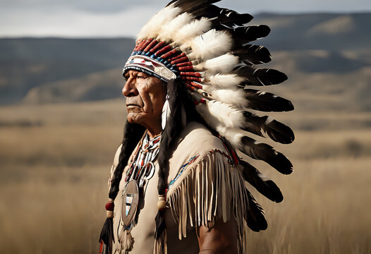 A traditionally dressed Native American leader