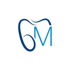 initial letter G shape silhouette of teeth with M logo vector