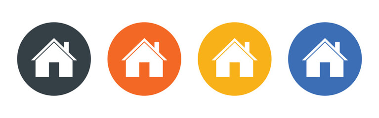 Vector House Icon In Circle Multiple Color