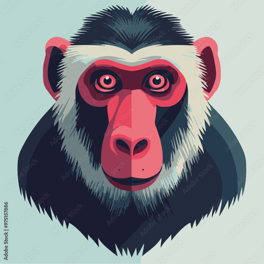 Canvas Prints Stylized Portrait of a Monkey with Vibrant Colors