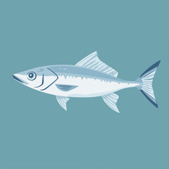 Obraz premium Illustration of a Side View Fish on a Blue Background