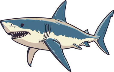 Obraz premium Vector Illustration of a Cartoon Shark