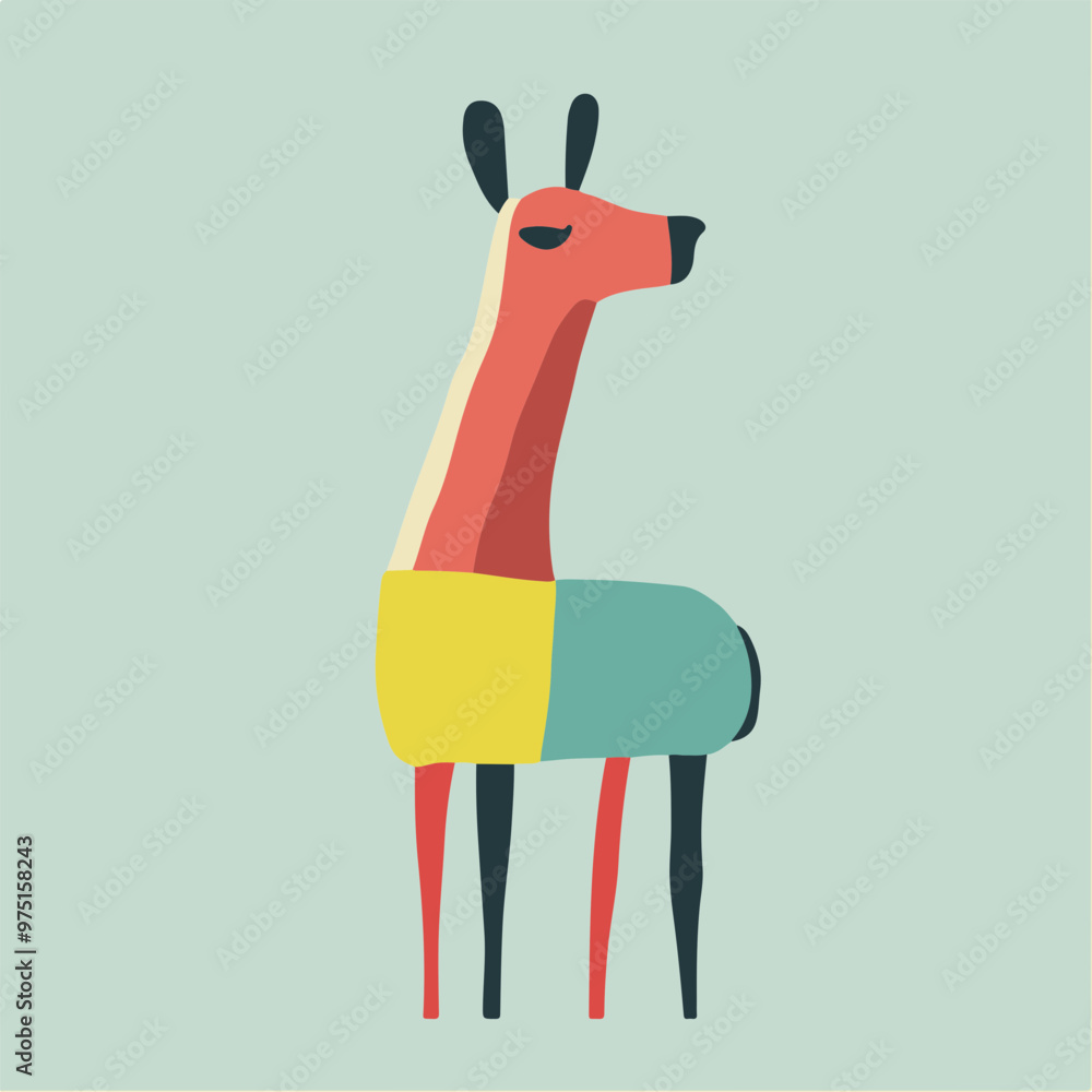 Canvas Prints Vector Illustration of a Colorful Stylized Llama