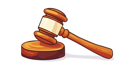 Cartoon gavel clipart, cartoon illustration on a white background
