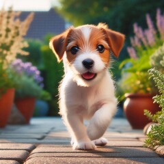 Jack Russell Terrier im Garten