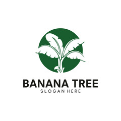 vector banana tree with vintage style logo template icon illustration design