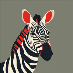 Stylized Zebra Illustration with Bold Colors