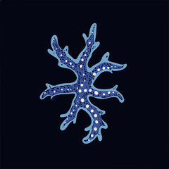 Blue Coral Illustration on Dark Background