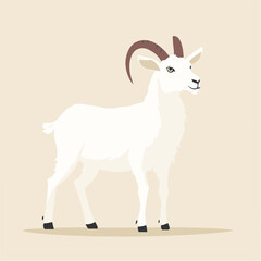 Fototapeta premium Vector Illustration of a White Goat with Horns