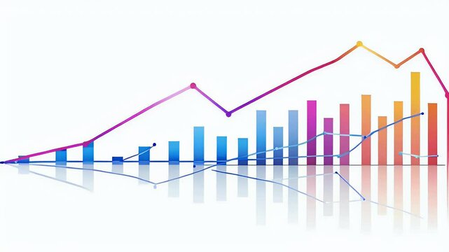 A colorful graph depicting data trends with bars and lines.