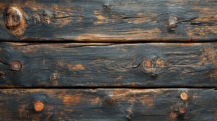 Weathered Dark Brown Wooden Planks with Knots