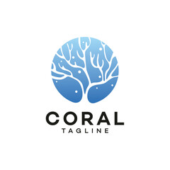 Coral with stone logo vector template illustration