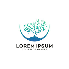 Coral with stone logo vector template illustration