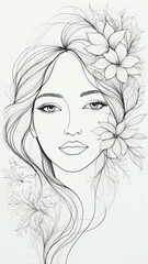 Fototapeta premium abstract one line drawing of a face background