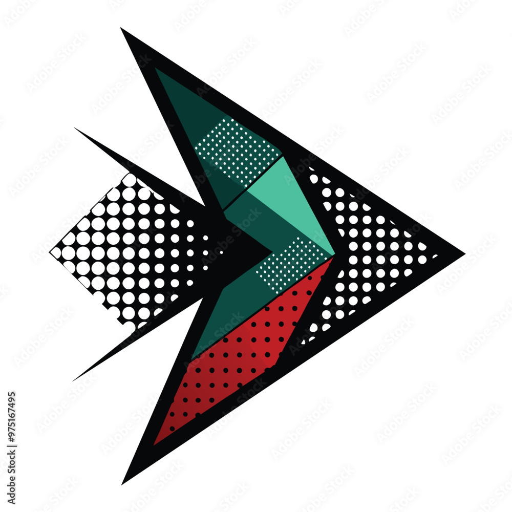Poster A stylish minimalist right arrow design showcases sharp angles and vibrant colors creating a modern visual element ideal for digital applications and branding