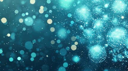 Abstract Blue Network Background with Glowing Spheres