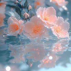 Roses elegantly photographed with a soft light blue water background picture