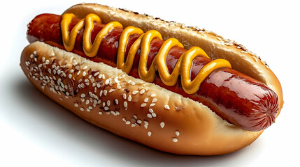 Delicious Grilled Sausage in a Toasted Sesame Seed Bun with Mustard