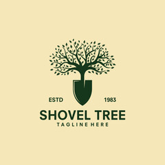 shovel tree logo vector template illustration