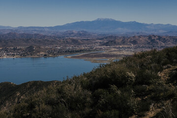 Scenic View of a Mountain Reflected in a Crystal-Clear Lake, Tranquil Lake Framed by Mountain Peaks, Majestic Mountain Overlooking a Serene Lake