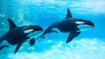 Obraz premium Colorful Killer Whales, Generative AI 