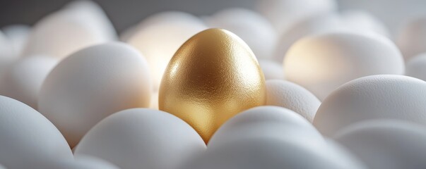 Golden egg among white eggs, uniqueness concept