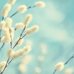 Soft Floral Blooms on a Blue Background