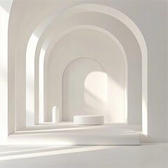Fototapeta premium Minimalist White Archway Interior Design with Natural Light