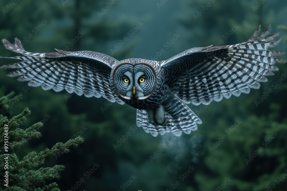 Wall mural Great Grey Owl in Flight