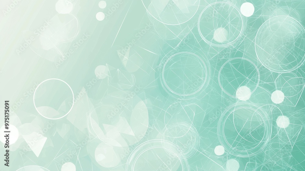 Aufkleber abstract geometric pattern with white circles and lines on mint background