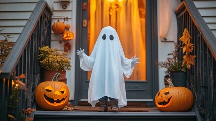 child in ghost costume Halloween