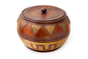 African Wooden Lidded Container