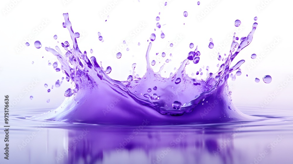 Poster 16. **a dynamic 3d render of a water splash with a blend of violet and indigo hues, isolated on a pr