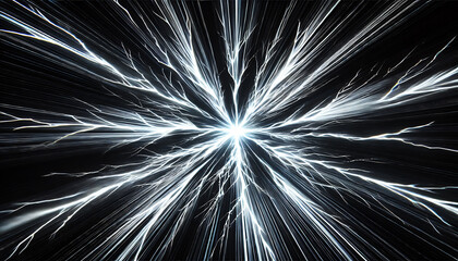 Obraz premium 集中線と白色の雷のイナズマ放射線4