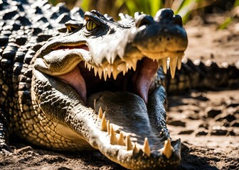 Obraz premium Close up Crocodile with Open Mouth