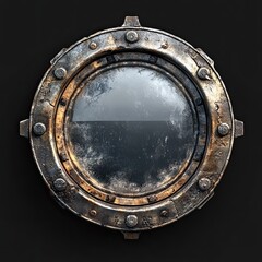 Vintage Porthole with Rustic Metal Frame