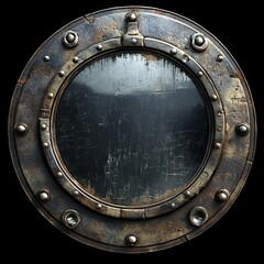 Fototapeta premium Vintage Porthole with Rusty Metal Frame