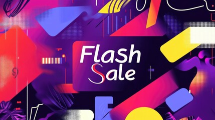 Dynamic Flash Sale banner featuring bold, contrasting colors with large sale text in the center. Online promotions and retail advertising, with clean, clear design.