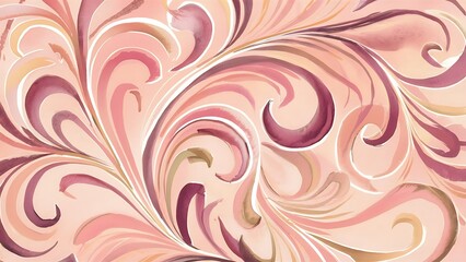 Watercolor peachy and pink flourish pattern. Horizontal banner for beautiful business cards, stickers, price tags, ads, invitations