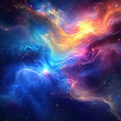 Vibrant Cosmic Nebula in Colorful Space