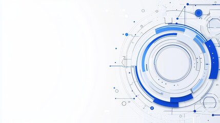Abstract Technology Background with Blue and White Geometric Shapes