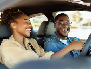 Happy Friends Enjoying a Drive Together in a Car