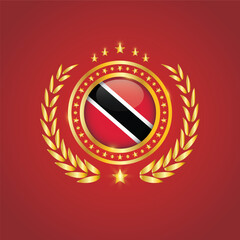 Golden Stamp With Flag. Trinidad and Tobago Flag Stamp. Made in Stamp Isolated in White Background. Royal, Allegiance, Symbol, Vector, Icon, Illustration.
