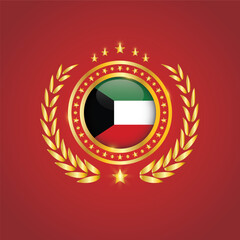 Fototapeta premium Golden Stamp With Flag. Kuwait Flag Stamp. Made in Stamp Isolated in White Background. Royal, Allegiance, Symbol, Vector, Icon, Illustration. 