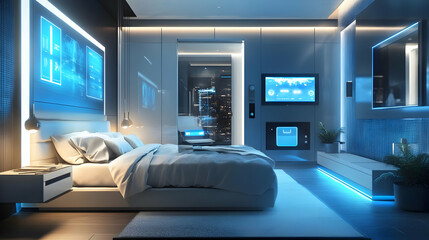 Futuristic Bedroom Interior Design - 3D Rendering